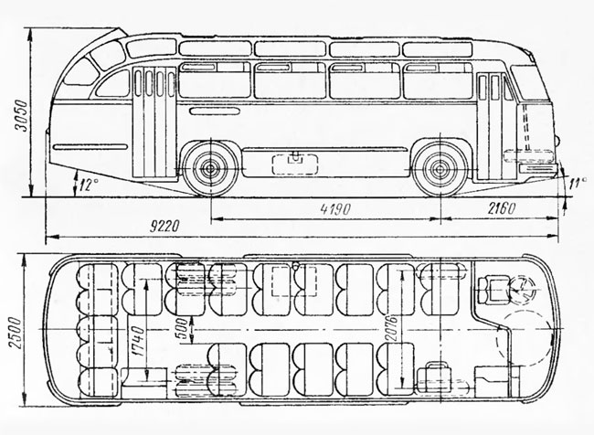 Чертеж автобуса ЛАЗ-695Б