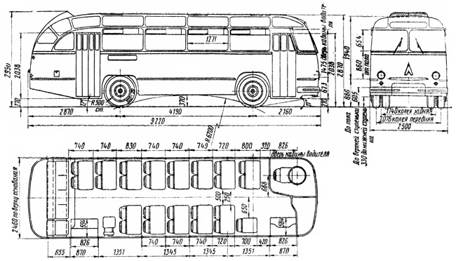 Чертеж автобуса ЛАЗ-695Е