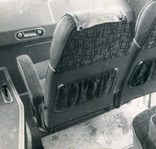 Спаренные кресла вид сзади ЛАЗ-699А «Карпаты» Опытного II (№22-Э)